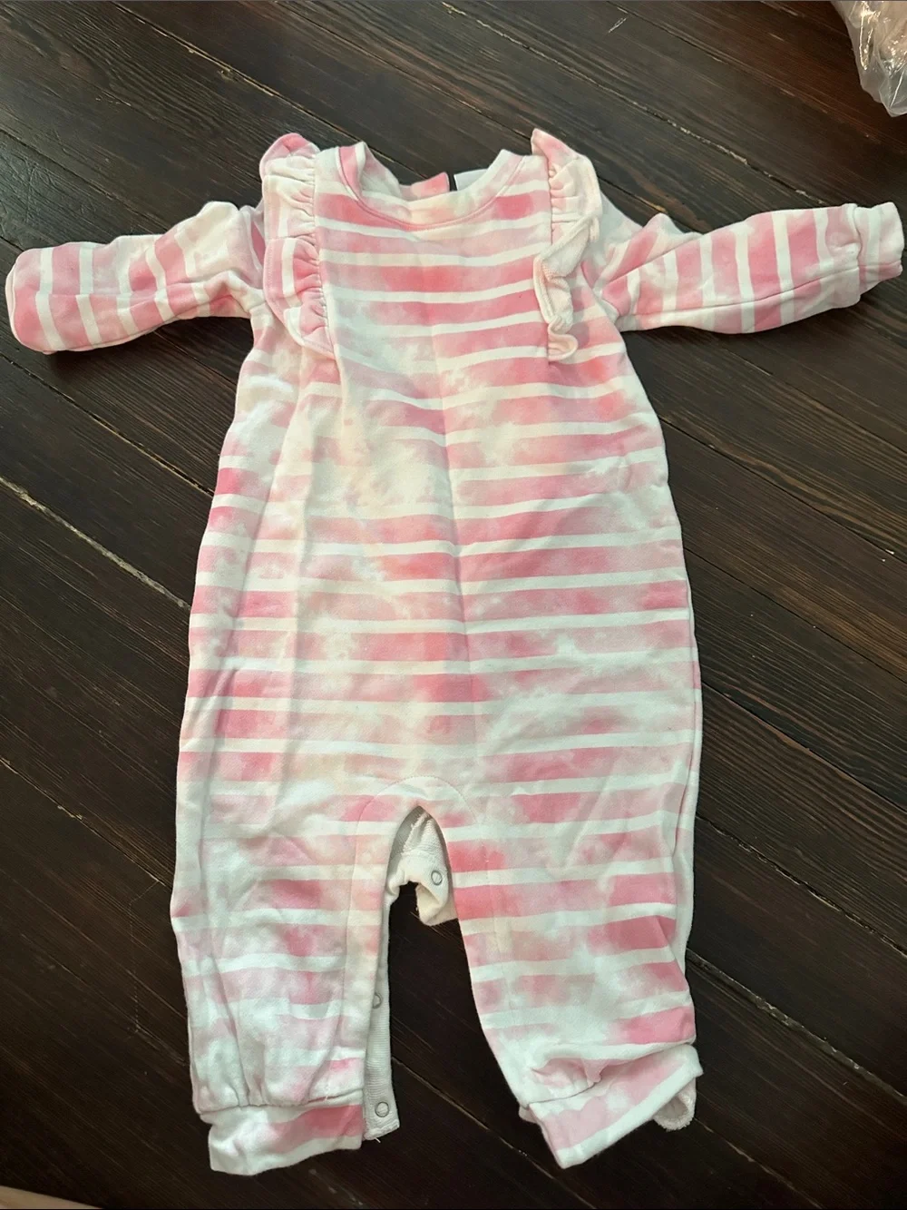 GAP Pink and White Striped One-Piece Romper